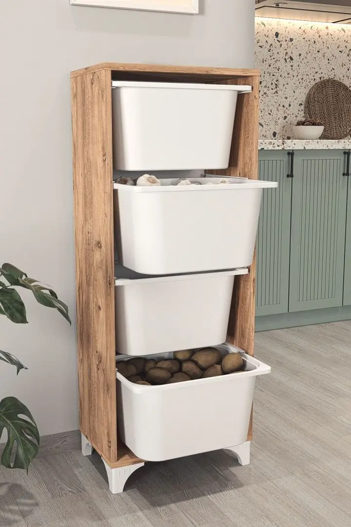 Organizator de jucarii Fabulous cu 4 cosuri (Pine/White)