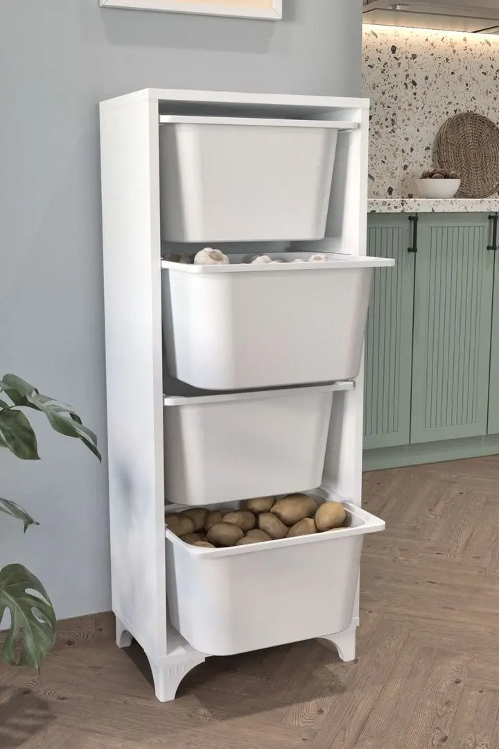 Organizator de jucarii Bofigo cu 4 cosuri (White)