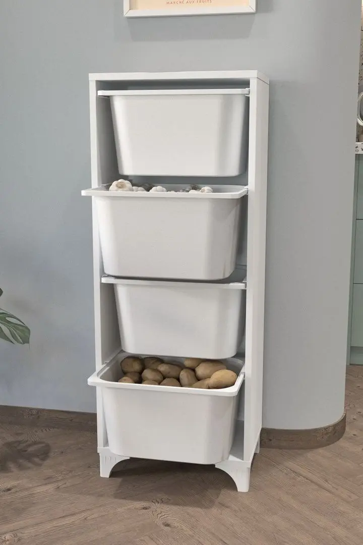 Organizator de jucarii Bofigo cu 4 cosuri (White)