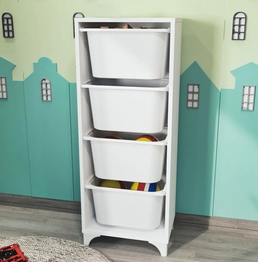 Organizator de jucarii Bofigo cu 4 cosuri (White)