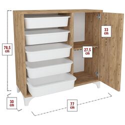 Organizator de jucarii Bofigo cu 5 cosuri (Pine) Thumb