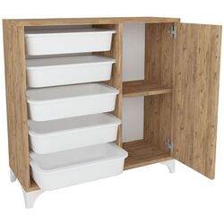 Organizator de jucarii Bofigo cu 5 cosuri (Pine) Thumb