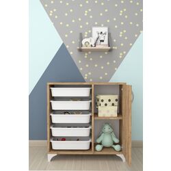 Organizator de jucarii Bofigo cu 5 cosuri (Pine) Thumb