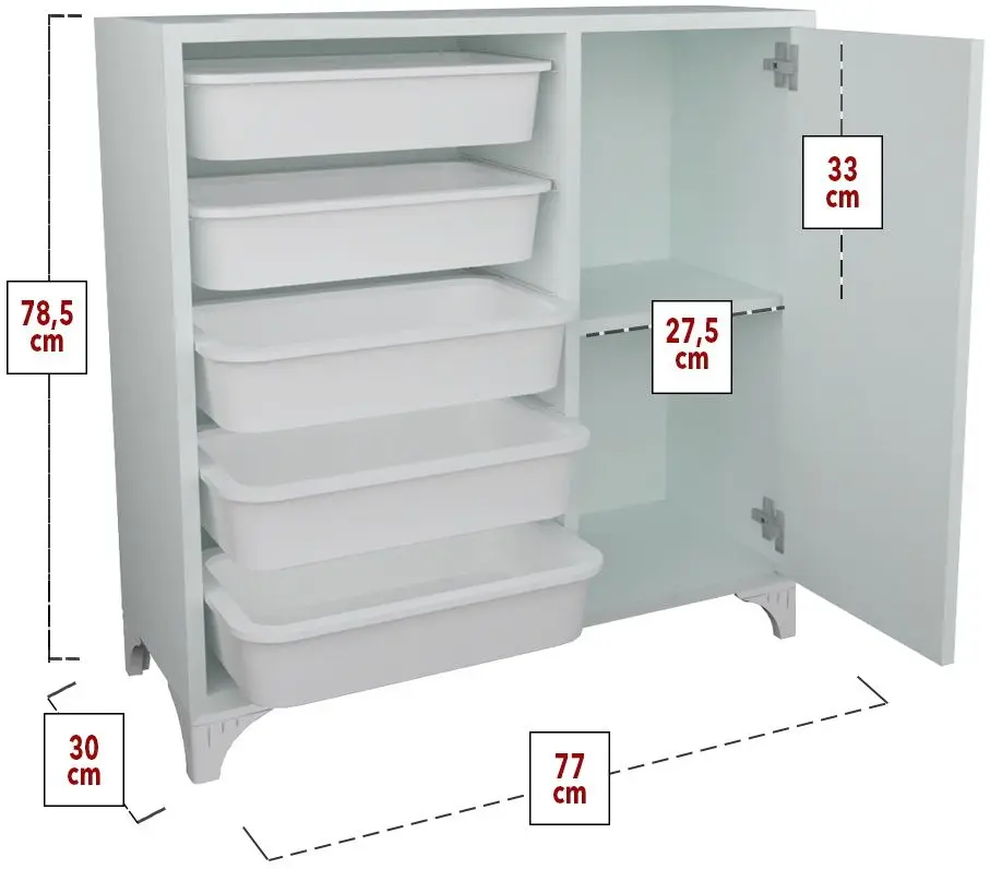 Тумба-органайзер для хранения игрушек Bofigo с 5 контейнерами (White)