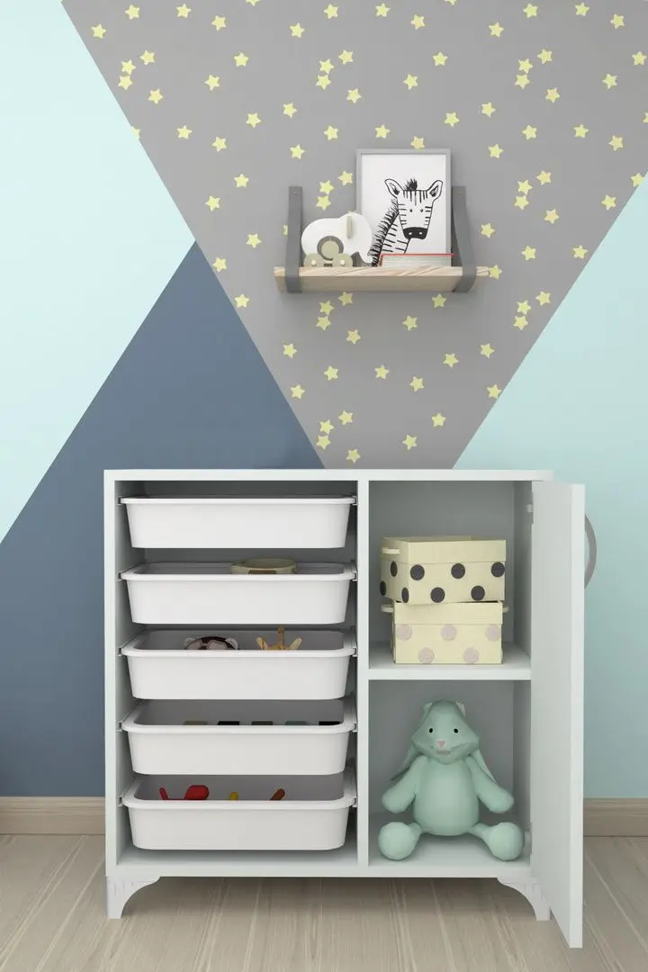 Тумба-органайзер для хранения игрушек Bofigo с 5 контейнерами (White)