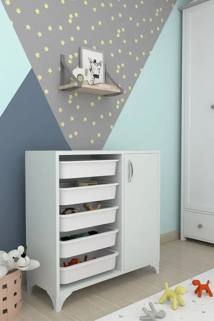 Тумба-органайзер для хранения игрушек Bofigo с 5 контейнерами (White)