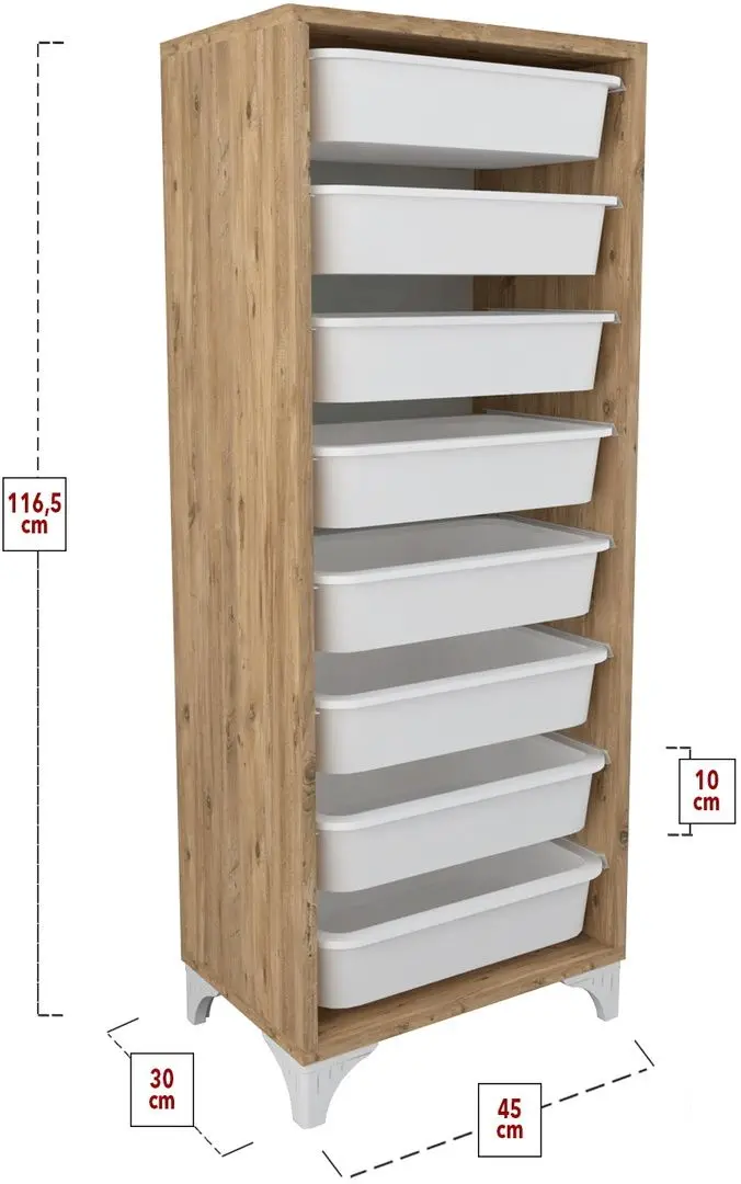 Organizator de jucarii Bofigo cu 8 cosuri (Pine)
