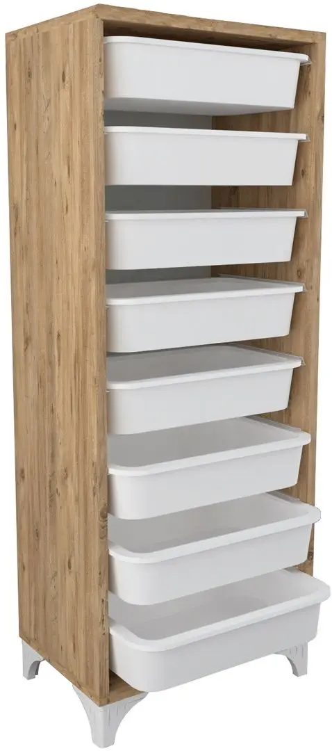 Organizator de jucarii Bofigo cu 8 cosuri (Pine)