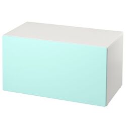 Banca cu depozitare Ikea Smastad 90x52x48 (Alb/Turcoaz Deschis)