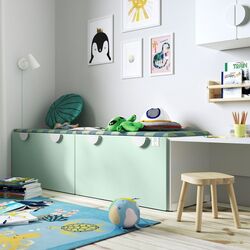 Banca cu depozitare Ikea Smastad 90x52x48 (Alb/Verde deschis) Thumb