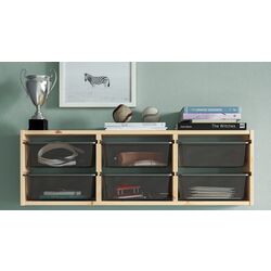 Стеллаж навесной Ikea Trofast 6 корзин 93x21x30 (Сосна/Темно-серый)