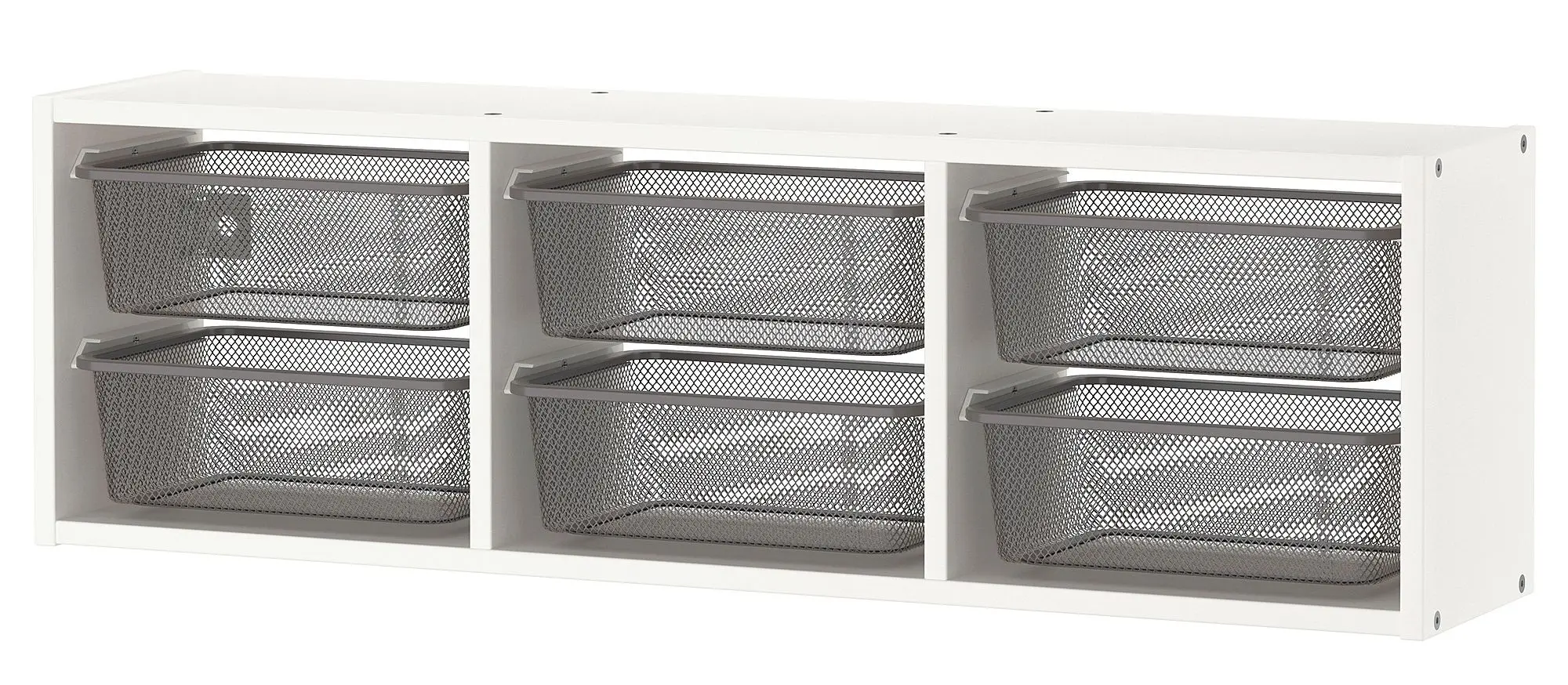 Etajera suspendata Ikea Trofast 6 coșuri 99x21x30 (Alb/Gri Inchis)