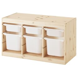 Стеллаж Ikea Trofast 6 контейнеров 94x44x52 (Светлая Беленая Сосна/Белый)