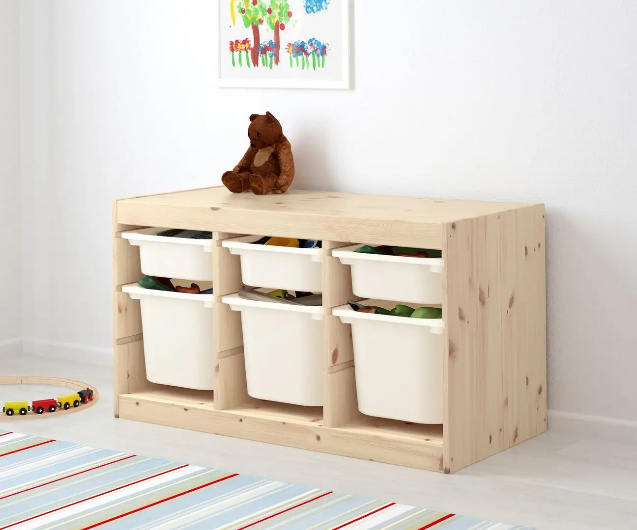 Etajera Ikea Trofast 6 containeri 94x44x52 (Pin Vopsit Alb/Alb)