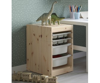 Стеллаж Ikea Trofast 2 органайзера/2 контейнера 32x44x52 (Сосна/Серый/Белый)