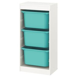 Etajera Ikea Trofast 3 containere 46x30x94 (Alb/Turcoaz) Thumb