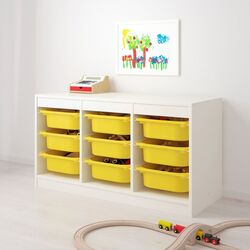 Etajera Ikea Trofast 9 containeri 99x44x56 (Alb/Galben) Thumb