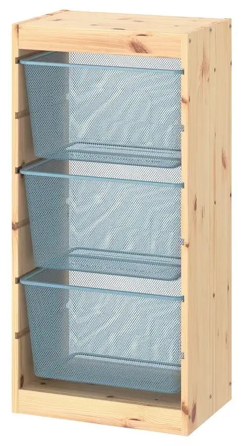 Etajera Ikea Trofast 3 cosuri 44x30x91 (Pin Vopsit Alb/Gri-Albastru)