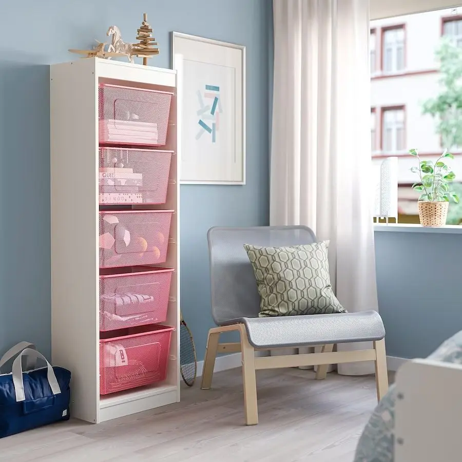 Etajera Ikea Trofast 5 cosuri 46x30x145 (Alb/Rosu Deschis)