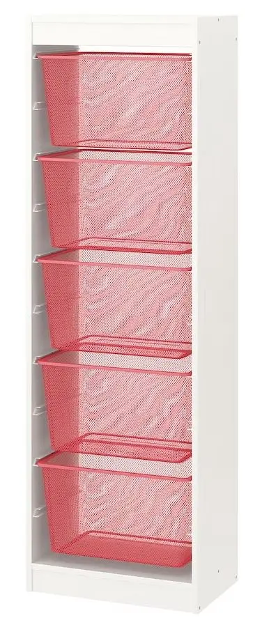 Etajera Ikea Trofast 5 cosuri 46x30x145 (Alb/Rosu Deschis)