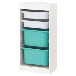 Стеллаж Ikea Trofast 4 контейнера 46x30x94 (Белый/Бирюзовый)