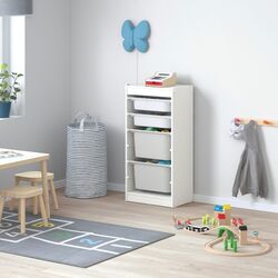 Etajera Ikea Trofast 4 containeri 46x30x94 (Alb/Gri) Thumb
