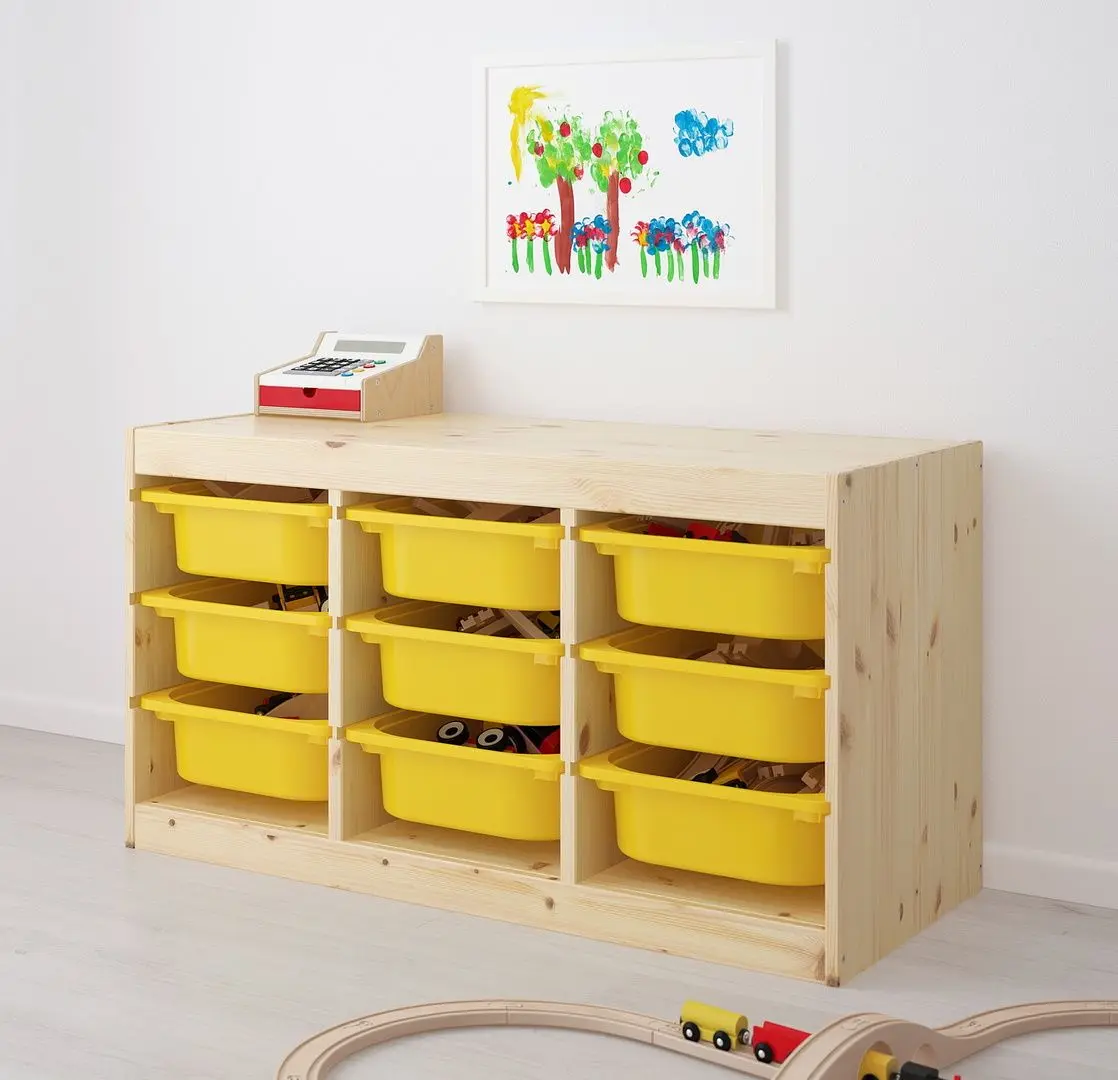 Etajera Ikea Trofast 9 containere 93x44x52 (Pin/Galben)