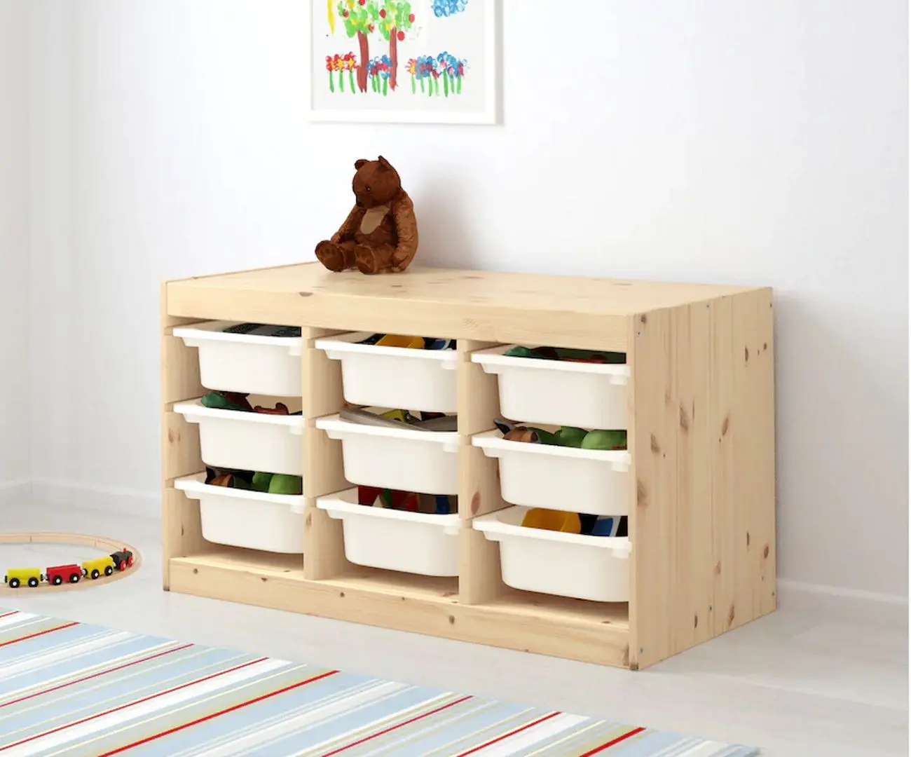 Etajera Ikea Trofast 9 containeri 93x44x52 (Pin Vopsit Alb/Alb)
