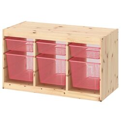 Стеллаж Ikea Trofast 6 корзин 93x44x52 (Светлая Беленая Сосна/Светло-красный) Thumb