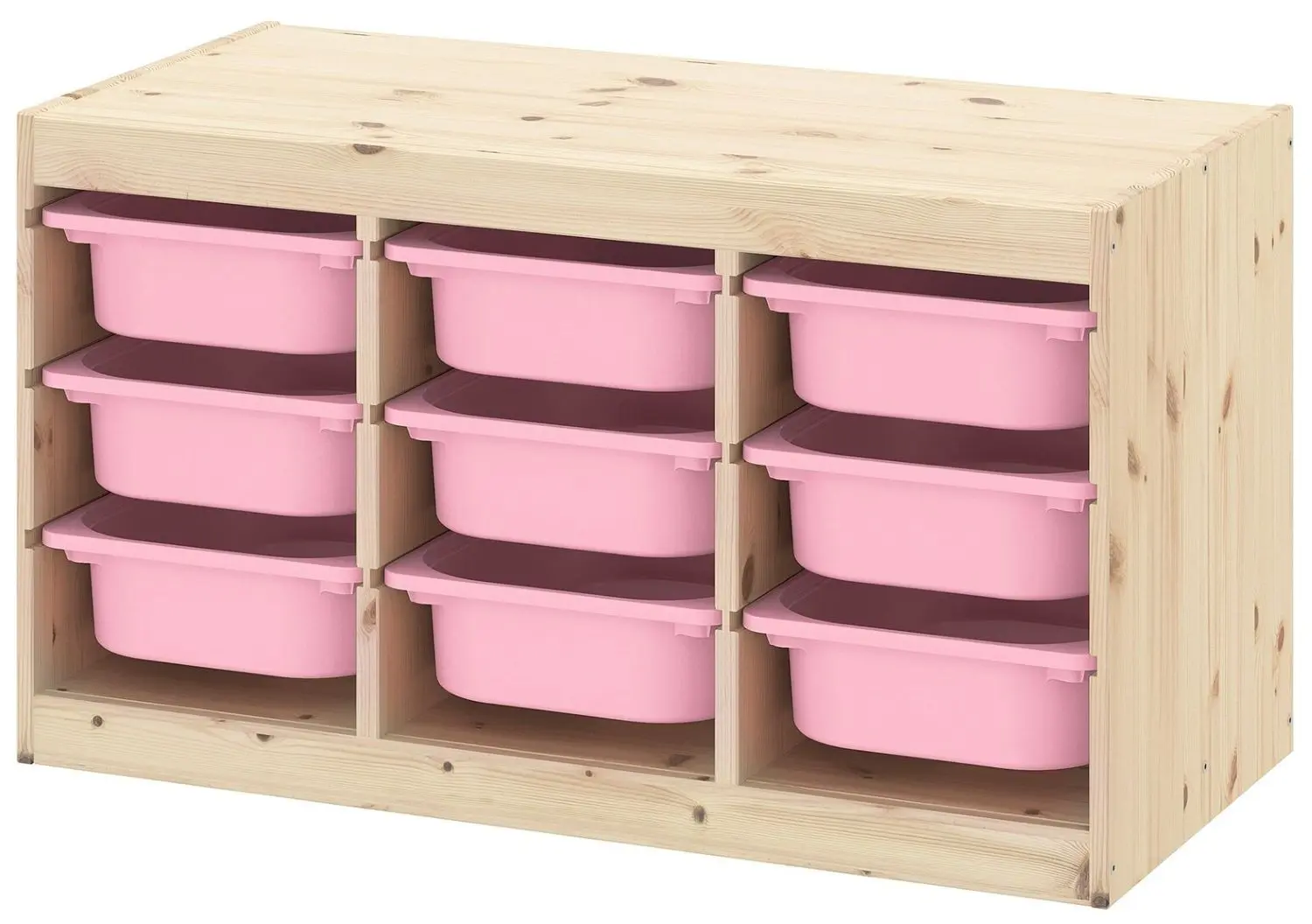 Etajera cu containere Ikea Trofast 94x44x52 (Pin Vopsit Alb/Roz)