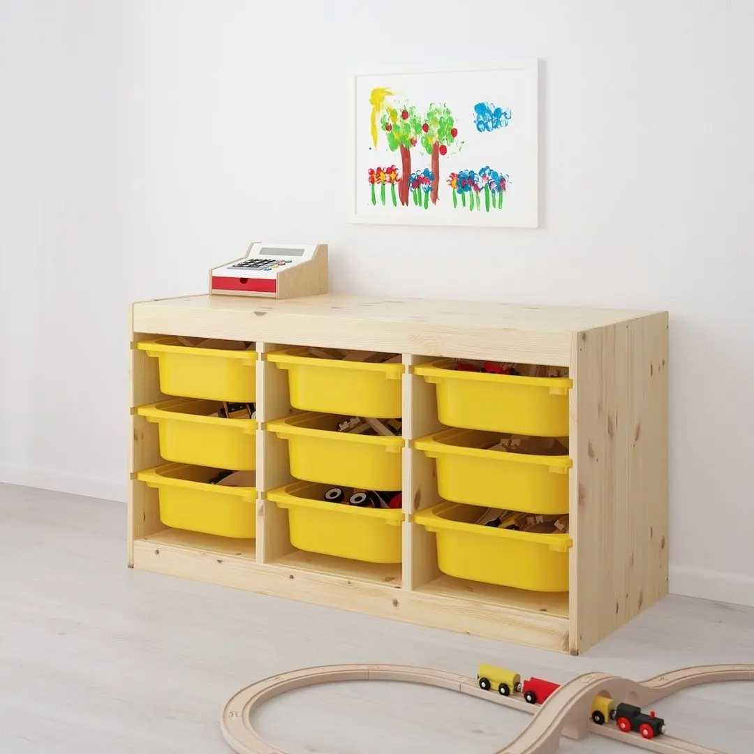 Etajera Ikea Trofast 9 containeri 94x44x52 (Pin Vopsit Alb/Galben) - 2
