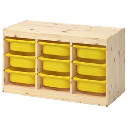 Etajera Ikea Trofast 9 containeri 94x44x52 (Pin Vopsit Alb/Galben)