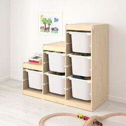 Etajera Ikea Trofast 6 containeri 94x44x91 (Pin Vopsit Alb/Turcoaz) Thumb