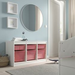Etajera Ikea Trofast 6 cosuri 99x44x56 (Alb/Rosu Deschis) Thumb
