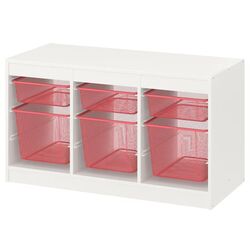 Etajera Ikea Trofast 6 cosuri 99x44x56 (Alb/Rosu Deschis) Thumb