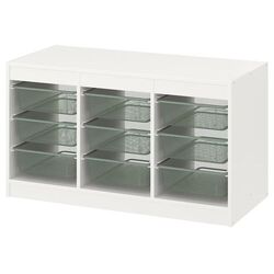 Etrajera Ikea Trofast 9 cosuri 99x44x56 (Alb/Verde-Gri Deschis)