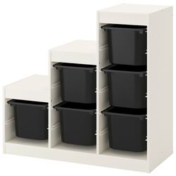Etajera cu containere Ikea Trofast 99x44x94 (Alb/Negru)