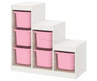 Etajera Ikea Trofast 6 containeri 99x44x94 (Alb/Roz)