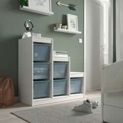 Etajera Ikea Trofast 6 cosuri 99x44x94 (Alb/Gri-Albastru) Thumb