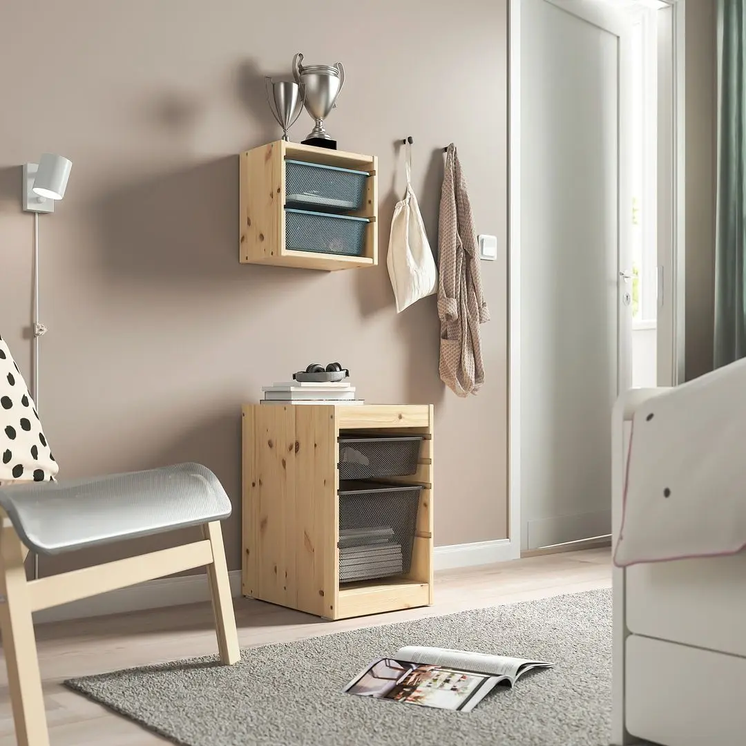 Etajera Ikea Trofast 2 cosuri 32x44x52 (Pin/Gri Inchis)