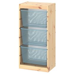 Стеллаж Ikea Trofast 3 корзины 44x30x91 (Сосна/Серо-синий) Thumb