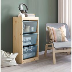 Стеллаж Ikea Trofast 3 корзины 44x30x91 (Сосна/Серо-синий)