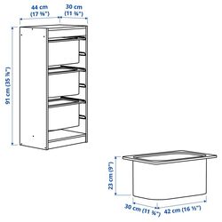 Стеллаж Ikea Trofast 3 корзины 44x30x91 (Сосна/Серо-синий) Thumb