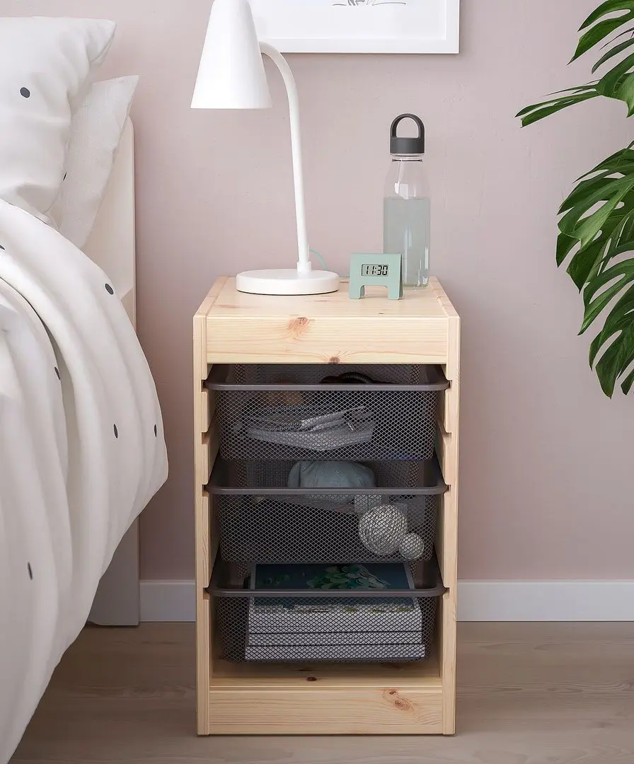 Стеллаж Ikea Trofast 3 корзины 32x44x52 (Сосна/Темно-серый)