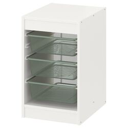 Стеллаж Ikea Trofast 3 корзины 34x44x56 (Белый/Светло-серо-зеленый)