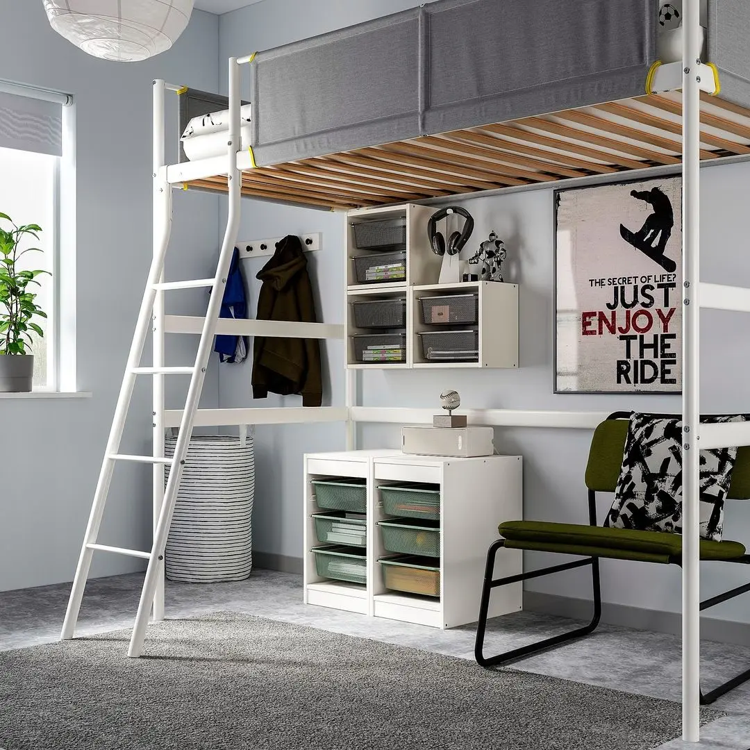Стеллаж Ikea Trofast 3 корзины 34x44x56 (Белый/Светло-серо-зеленый)