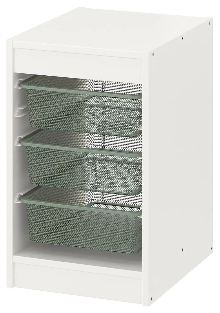 Стеллаж Ikea Trofast 3 корзины 34x44x56 (Белый/Светло-серо-зеленый)