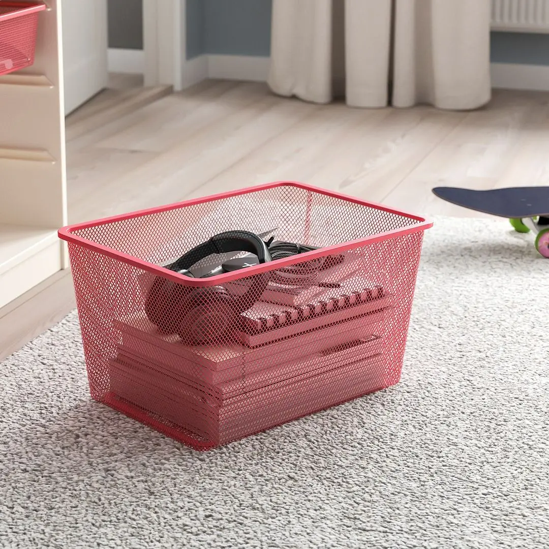 Стеллаж Ikea Trofast 4 корзины 46x30x94 (Белый/Светло-красный)