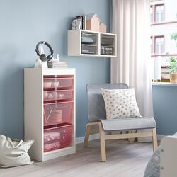 Стеллаж Ikea Trofast 4 корзины 46x30x94 (Белый/Светло-красный) Thumb