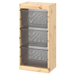 Etajera Ikea Trofast 3 cosuri 44x30x91 (Pin Vopsit Alb/Gri Inchis)